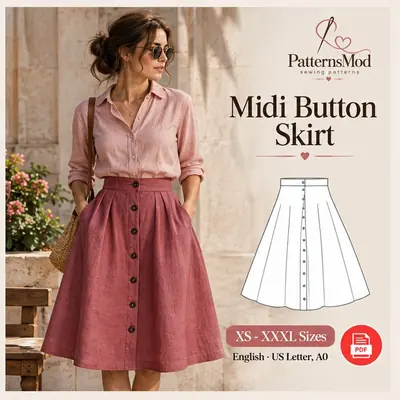 Midi Button Skirt